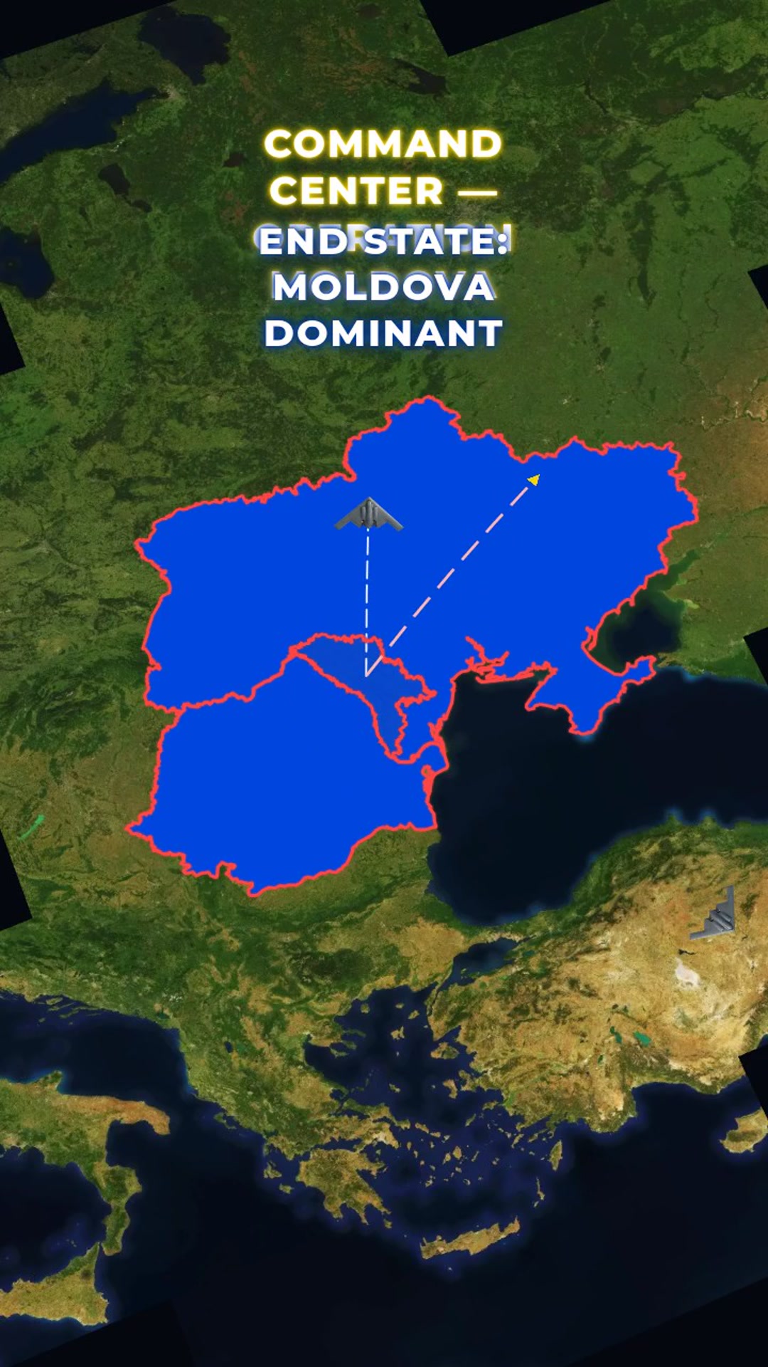 Cinematic War Room — Moldova Expansion: Alternate-History Eastern Europe Command Center Simulation — AI map animation template