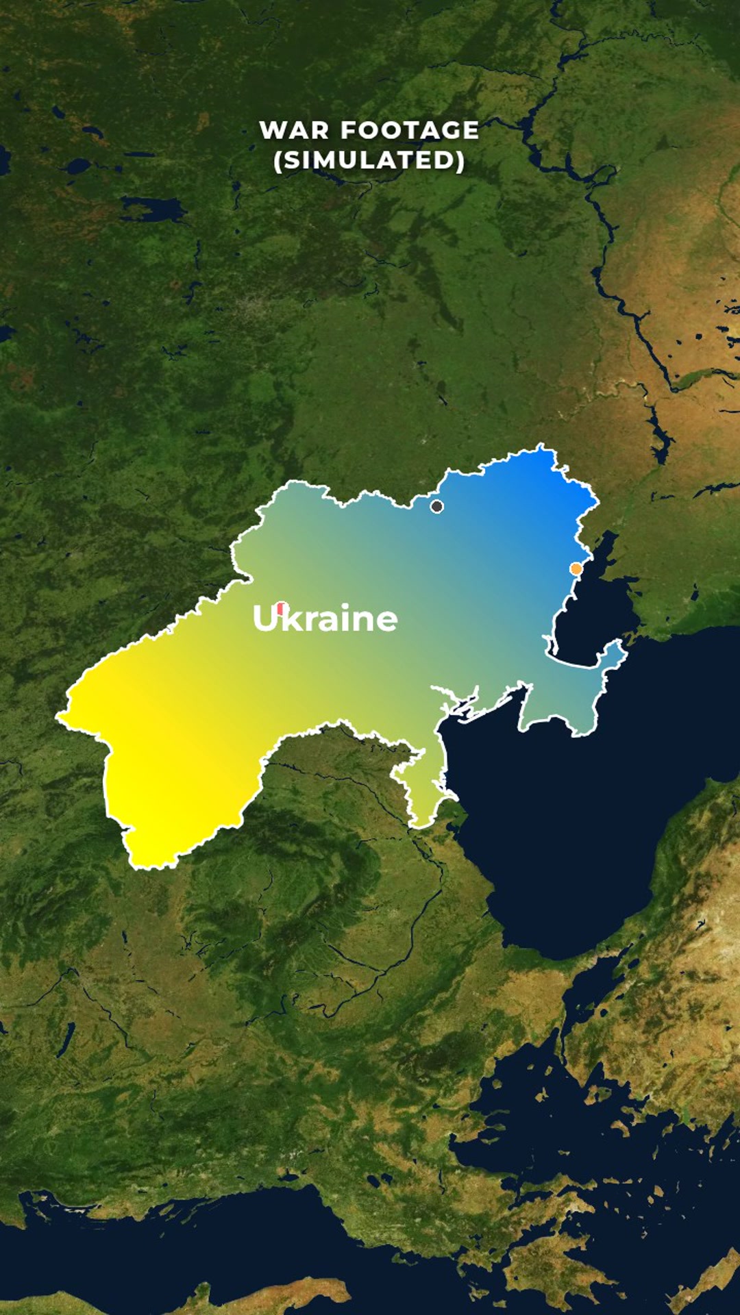 Ukraine — Blue & Yellow Flag Fill with Embedded War Footage — AI map animation template