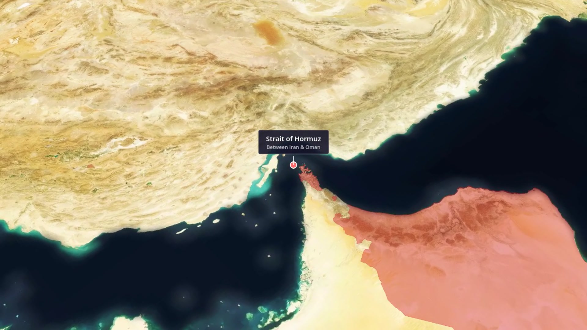 Strait of Hormuz — Strategic Waterway Focus (Iran & Oman) — AI map animation template