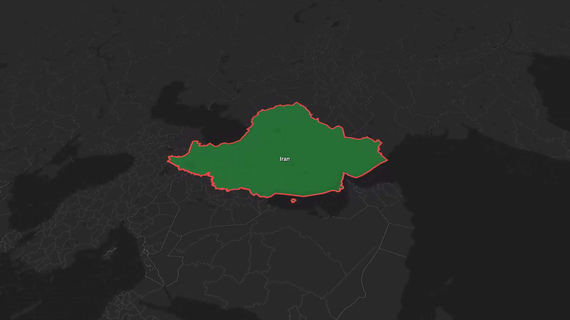 Cinematic Dark-Themed Zoom into Iran — Glowing Border, Subtle Pulse Waves & Comet-Trail Attack Launch — AI map animation template