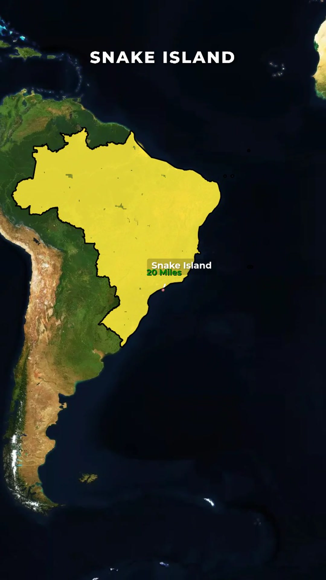SNAKE ISLAND — South America to Brazil Smooth Zoom with Border Trim, Coastal Line to Ilha da Queimada Grande — AI map animation template