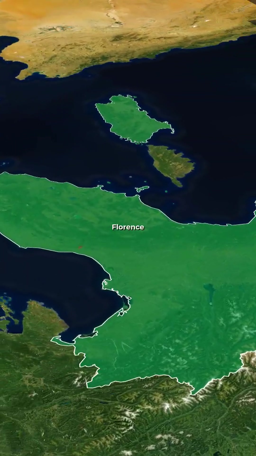 Smooth Continuous Globe Fly-to: Florence, Italy — AI map animation template