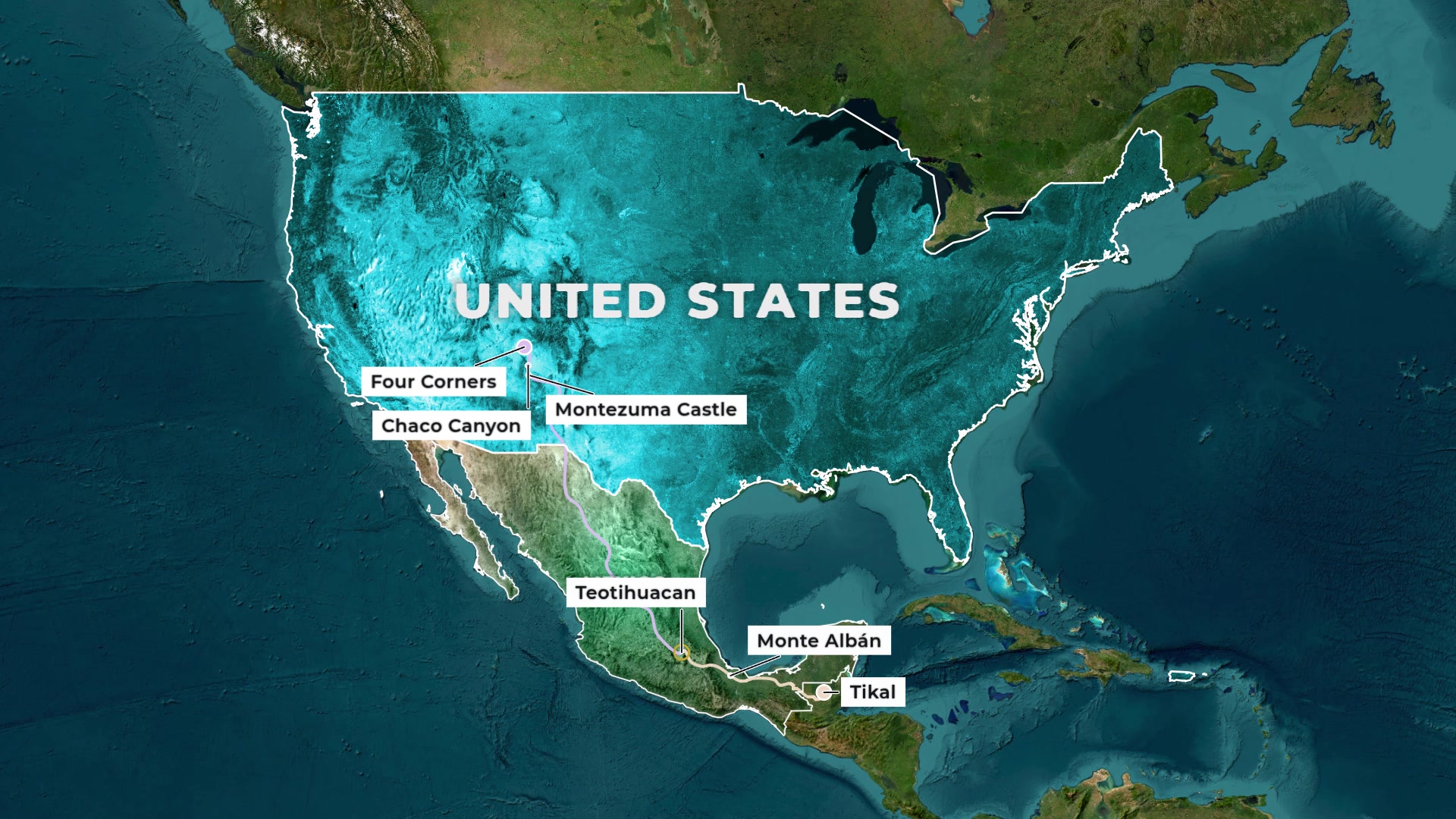 A Mesoamerican Network to the Four Corners — AI map animation example