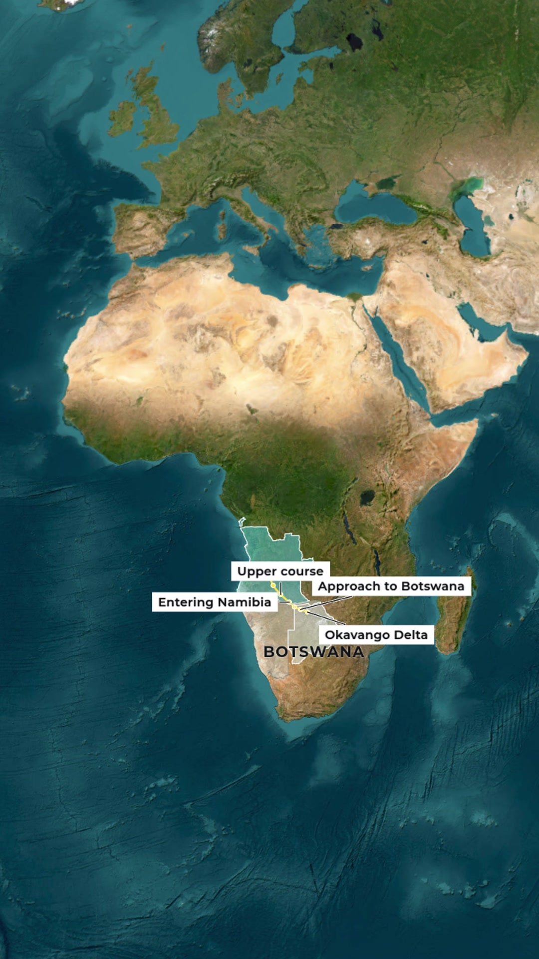 Okavango River — AI map animation example