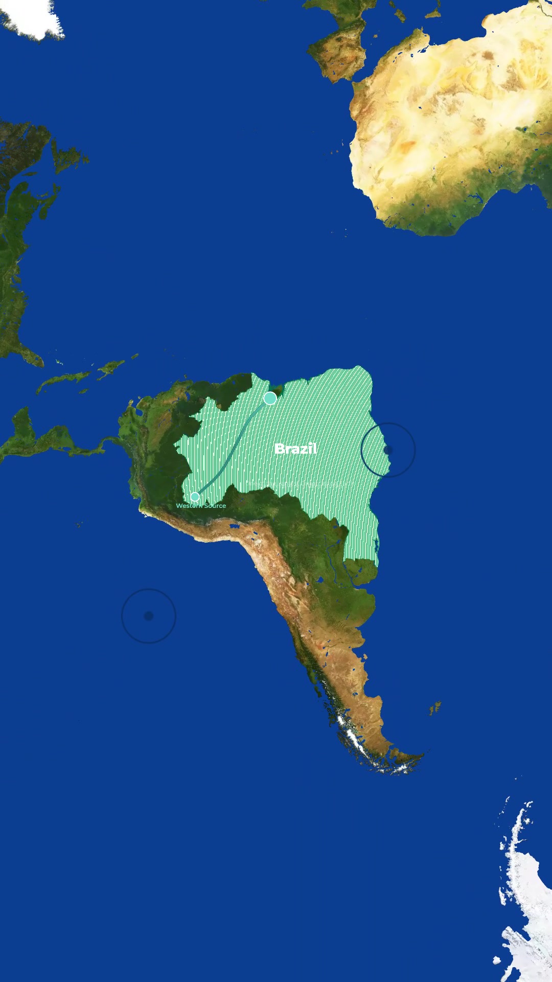 Educational Satellite Animation — Brazil & the Amazon: South America Overview (30s) — AI map animation template