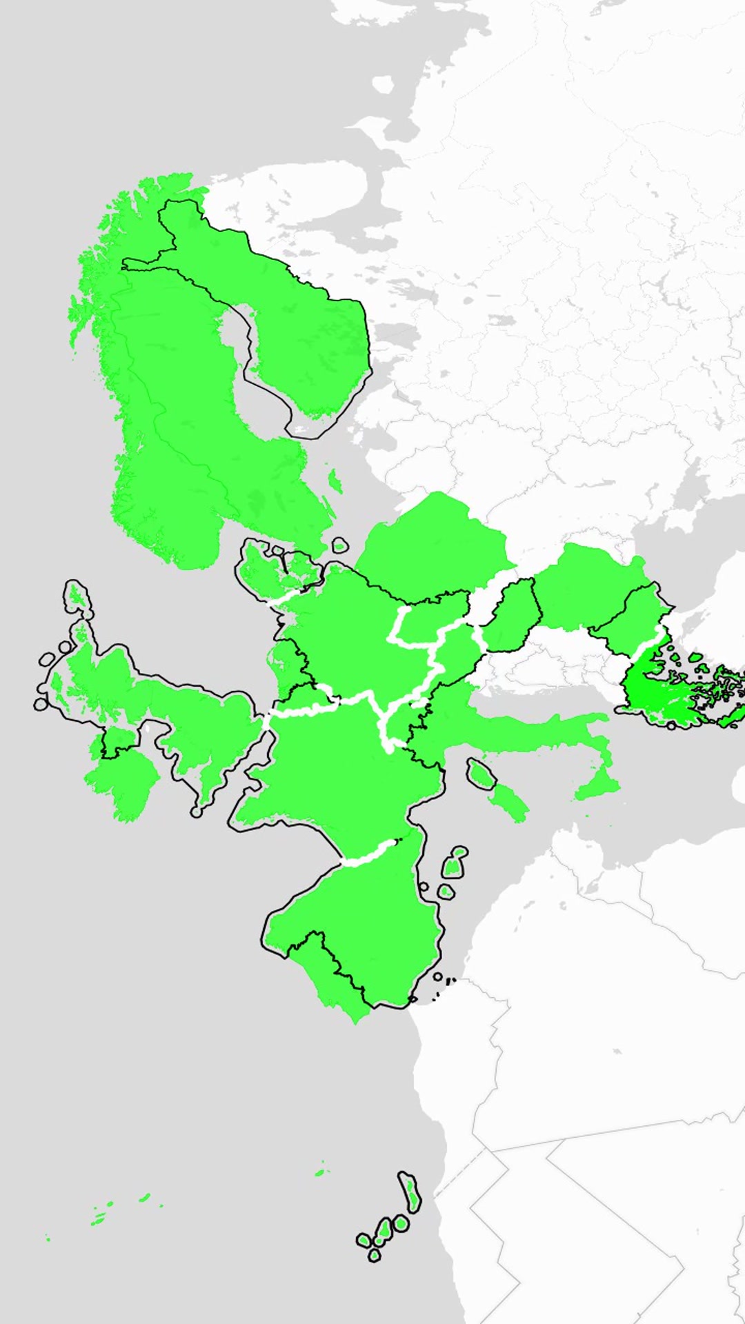 Europe Borders Highlight with Pure Green Fill on Light Map — AI map animation template