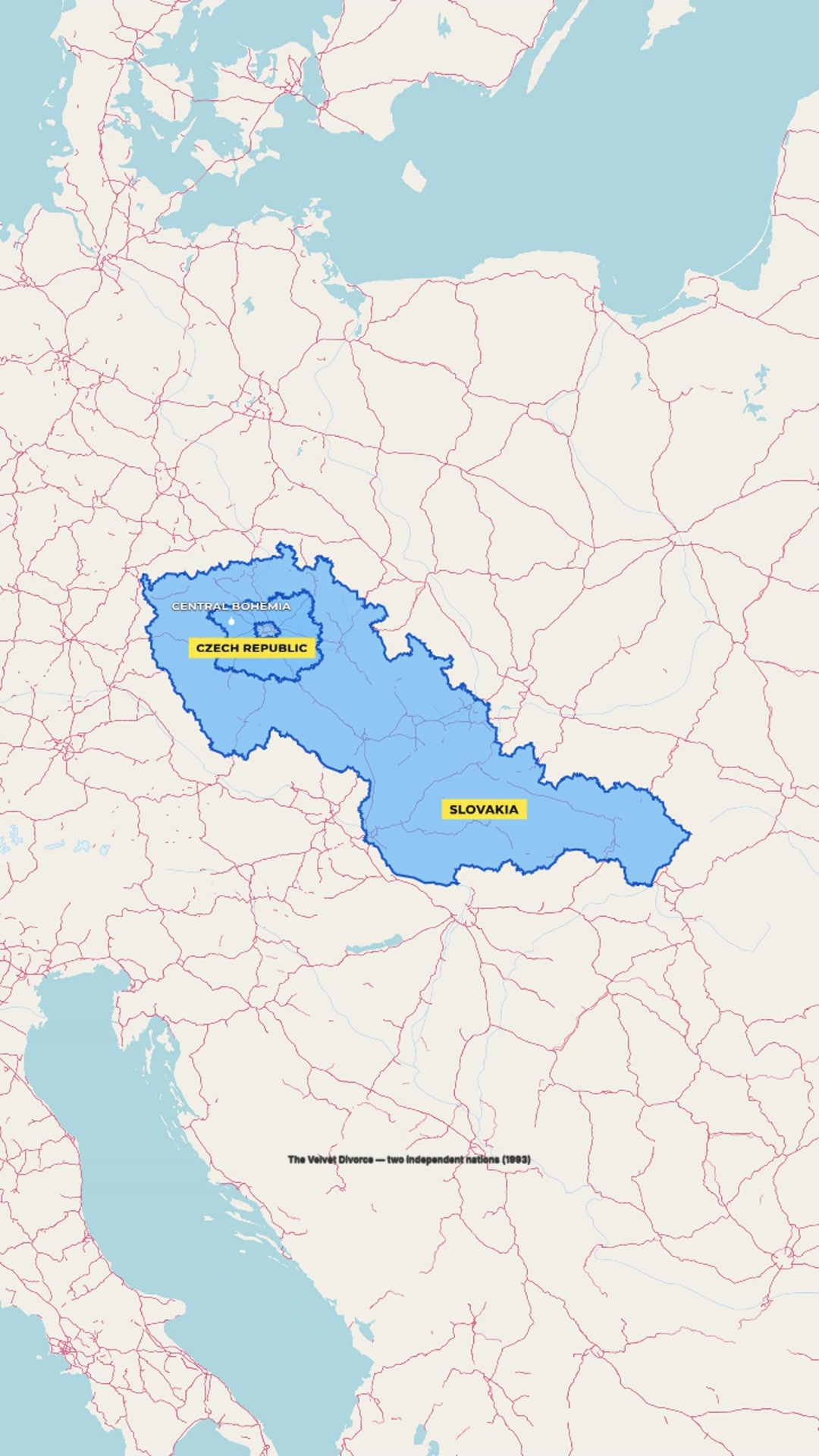 The Velvet Divorce — AI map animation example