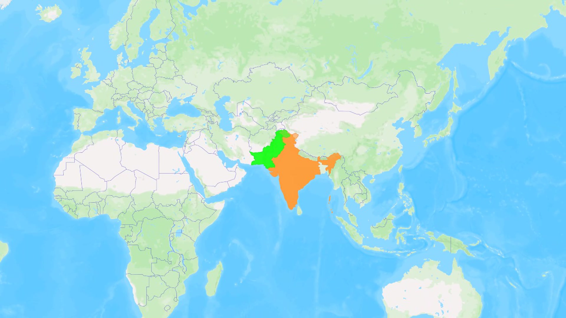 Cinematic Street-View Map Animation: Zoom into India → Pan & Pulse Pakistan → Dual Slow Zoom-Out — AI map animation template