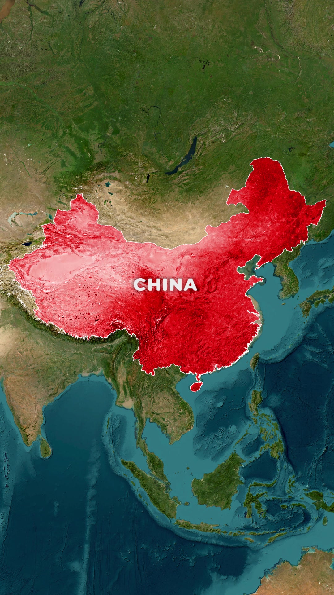 Highlight China from a full-Asia view and hold it centered. — AI map animation example