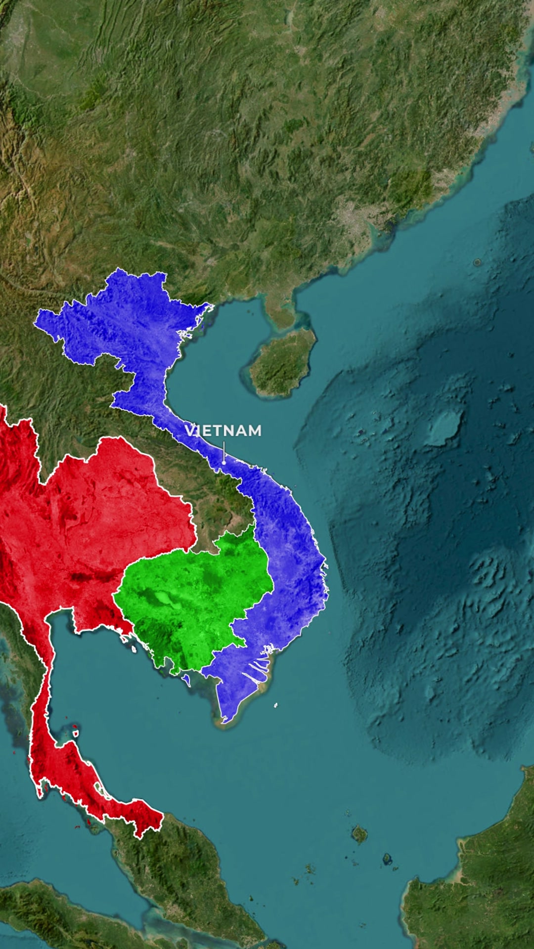 Thailand · Cambodia · Vietnam — AI map animation example