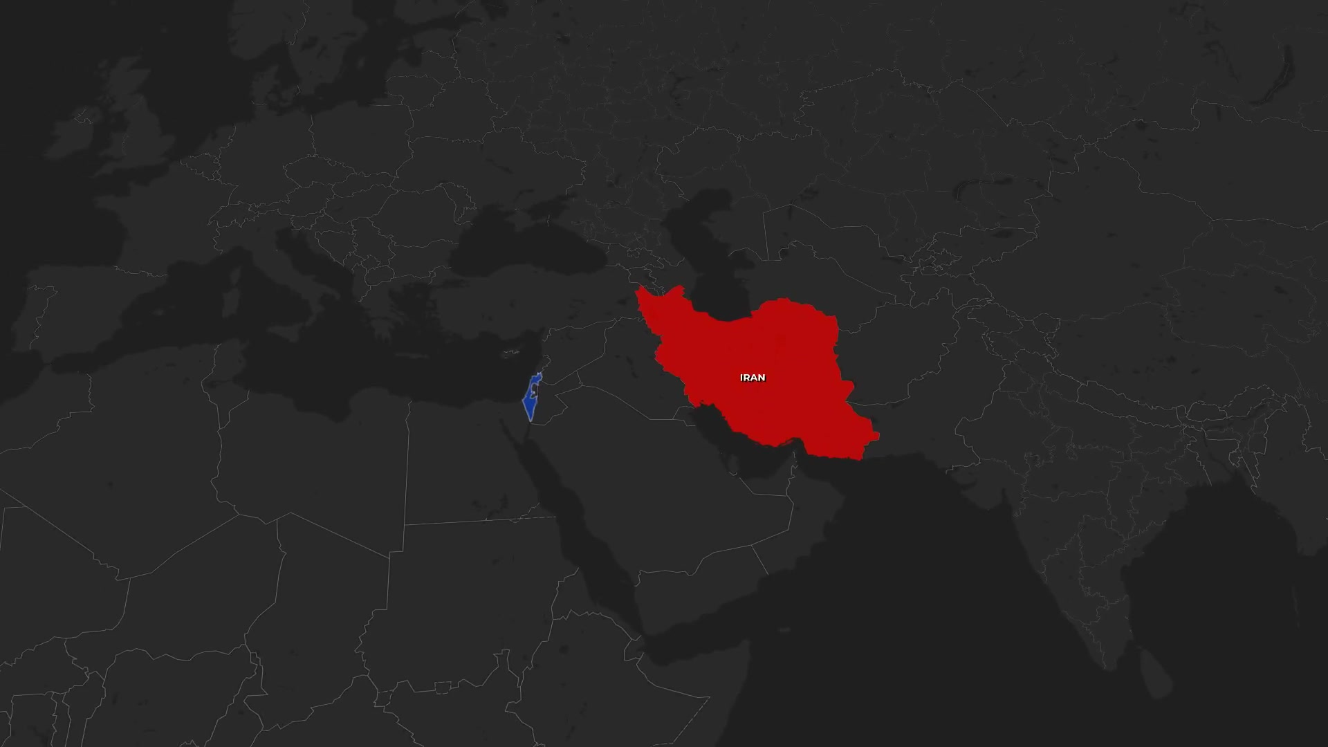 Dark Map: Israel → Iran Airstrike Animation (Fighter Jet Launch, Bombing, Regional Highlights) — AI map animation template