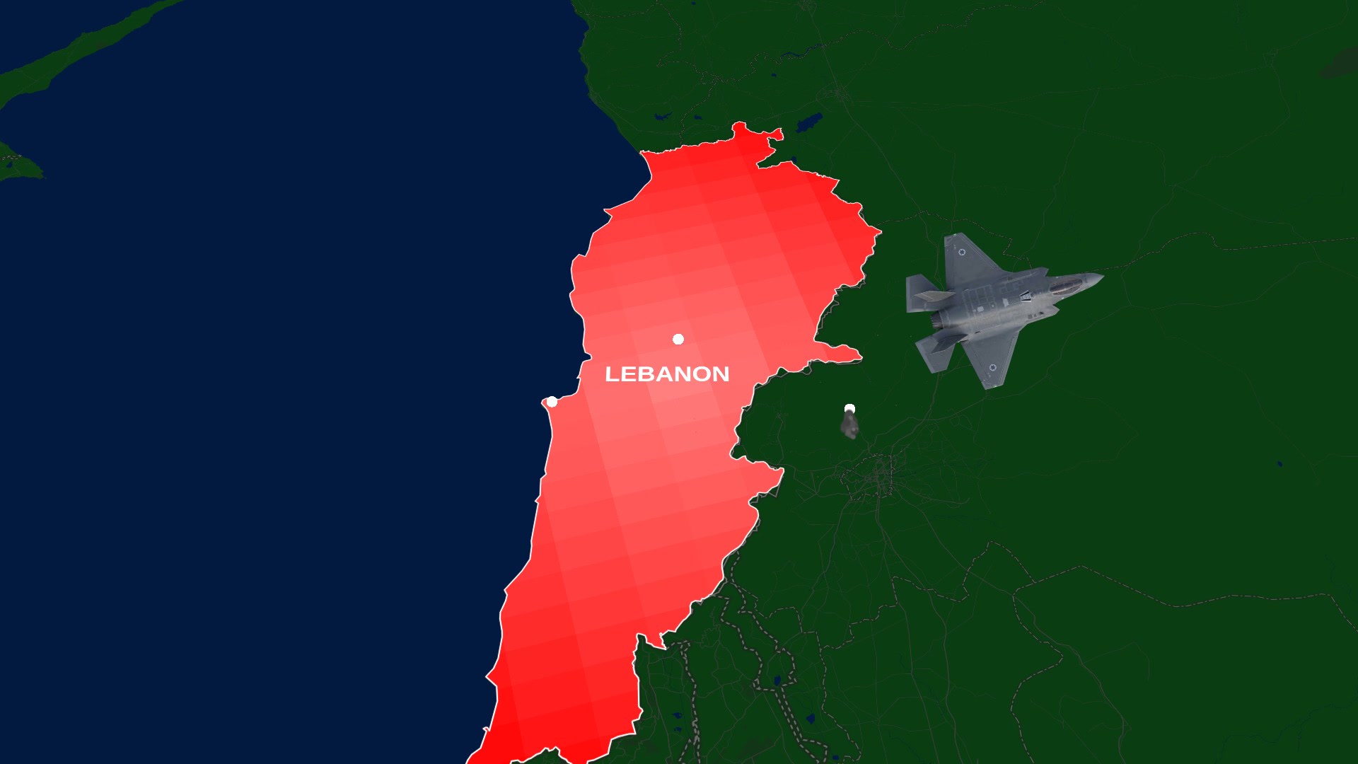 F-35I Strike Over Lebanon — Modern Military Tactical Map (Middle East) — AI map animation template