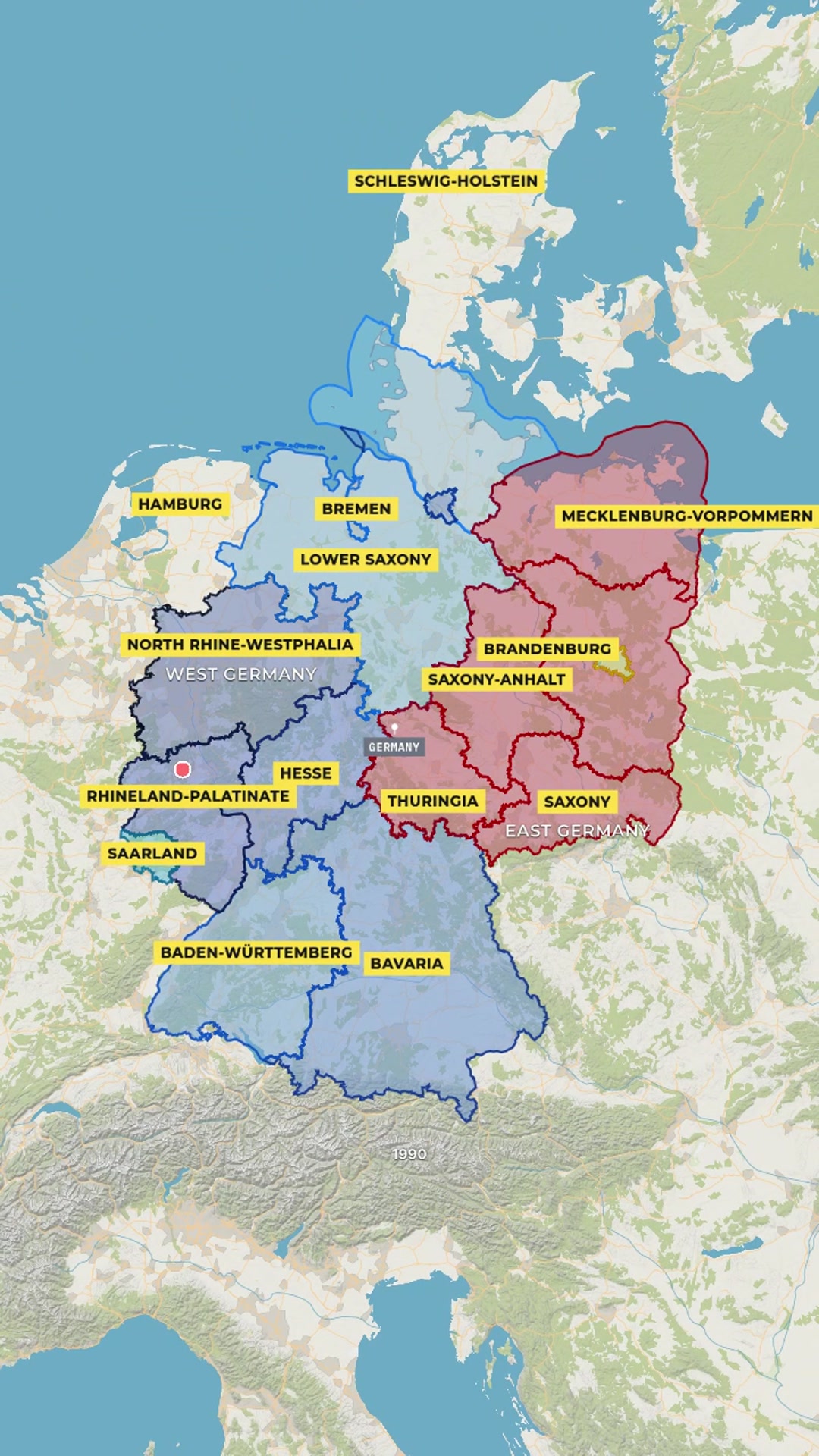 Germany Divided → Reunified — AI map animation example