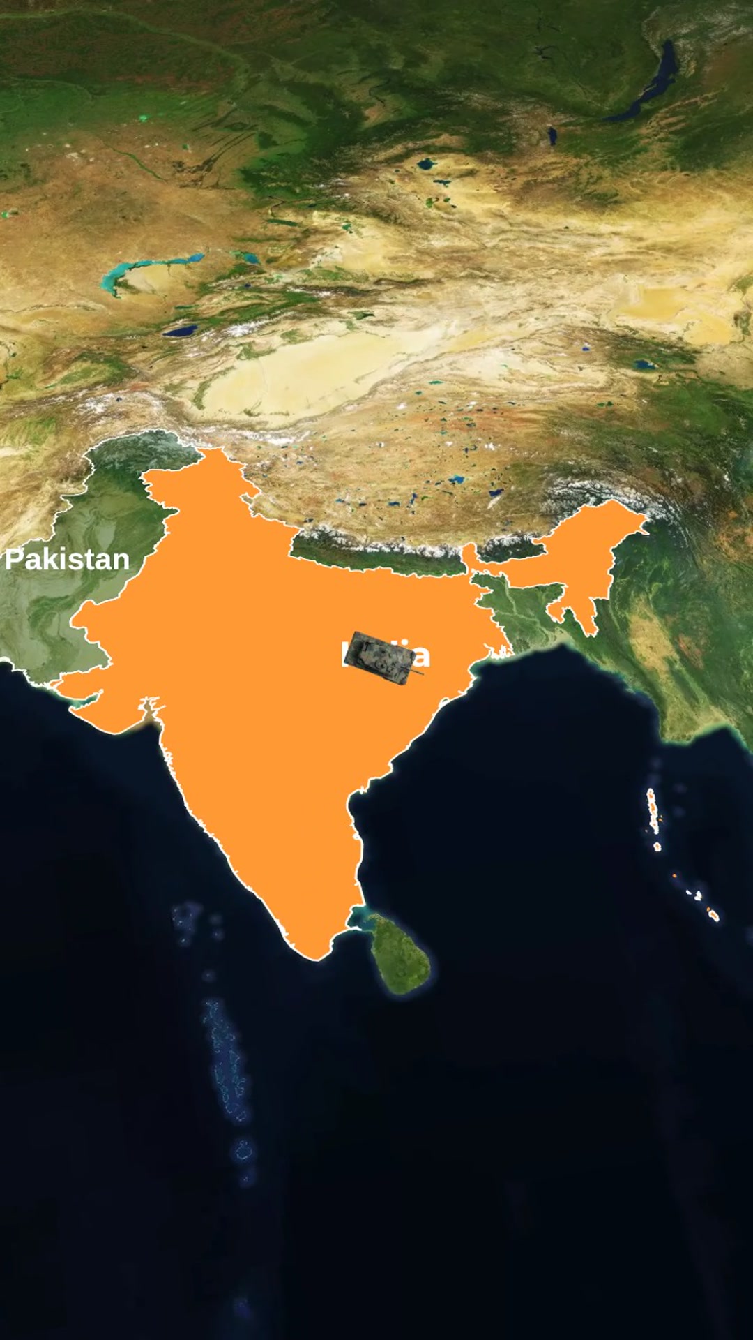 Tank Movement from Pakistan to India — 10s Animated Map — AI map animation template