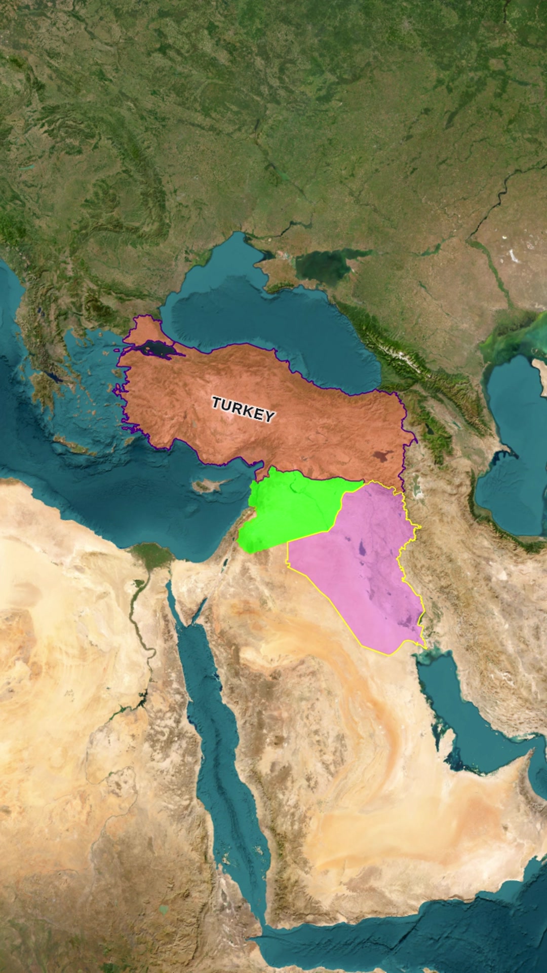 Turkey • Syria • Iraq — AI map animation example