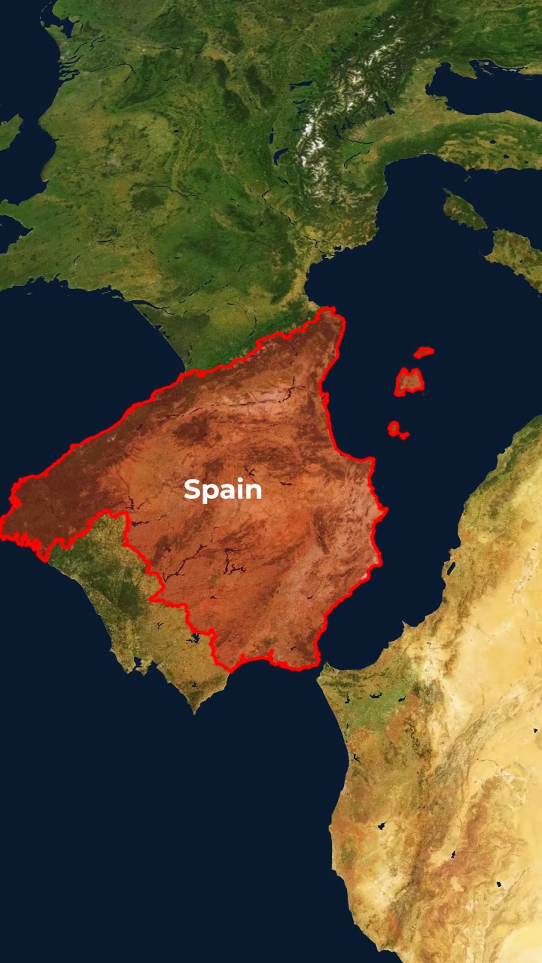 Cinematic Smooth Zoom into Spain with Glowing Red Highlight on Target Area — AI map animation template